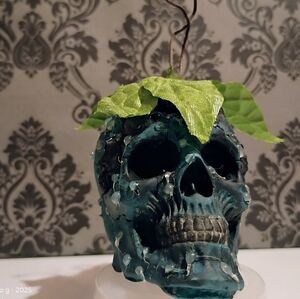 Artistic Blueberry Skull with Leaf Accent